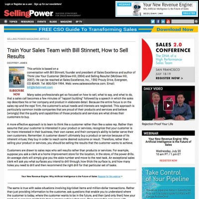 Train Your Sales Team with Bill Stinnett, How to Sell Results